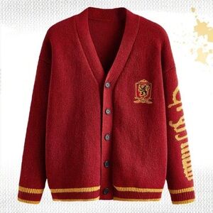 Wizarding World Of Harry Potter Gryffindor Embroidered Knit Cardigan Sweater XL